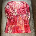 DKNY  top women’s size medium sheer pink floral long sleeve blouse VTG Y2K Photo 6