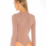 Privacy Please Bodysuit Tan Ribbed Long Sleeve Snap Front Top Photo 12