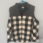 Maurice's Black White Buffalo Plaid w/Gray Puffy Vest Plus Size 3X Full Zip Photo 1