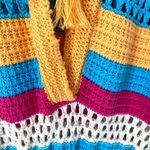 ZARA  Crochet Multicolor Open Neck Pink Blue Granny Romper medium Photo 4