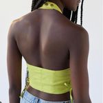 Urban Outfitters NWT green Piper Linen Zip-up Vest In Chartreuse Photo 3