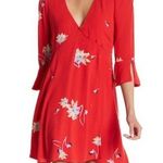 Free People Time On My Side Red Floral Print Wrap Dress Size Small Photo 0