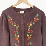 American Vintage Vintage 90s Essentials by Maggie Embroidered Fleece Cardigan | Sz Large | Brown Photo 3