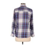 Gap  Soft Twill Green &‎ Purple White Check Lavender Plaid Flannel Top S Photo 3