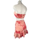 Missguided  Pink Red Floral Ruffle Hawaiian Tube Crop Skirt 2 Piece Set Size 2 Photo 1