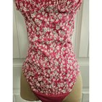 ZARA  S Pink & White Floral Corset Bodysuit Ditsy Adjustable Straps Satiny Feel Photo 2