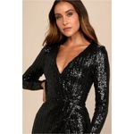 Lulus  Love Lasts Forever Black Sequin Long Sleeve Maxi Dress Size S Photo 3