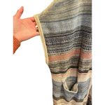 Liverpool Sleeveless Cardigan Sweater w/ Fringe Blue & Multi Color Medium, Large Photo 9