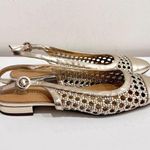 J. Crew Woven Block Heel Slingback Flat Shoes Light Metallic Gold Women's Size 9 Photo 2