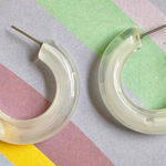 Clear Frosted Bubble Tube Hoop Earrings Photo 0