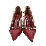 Valentino Garavani NEW Rockstud Leather Pumps Red Pointed Toe Size IT37/US7 Photo 2