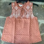 Anthropologie Coral embroidered Keyhole Sleeveless Blouse by mine for salmon Photo 5