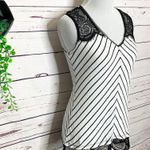 White House | Black Market WHBM Black & White Lace Trim Chevron Stripe Tank Top Size XS Photo 5