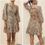 Anthropologie Maeve Brown Motif Knit Cut-Out Mini Dress Size 2 NWT Photo 1