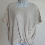 Umgee Ivory Textured Waffle Knit with Front Knot Top Size Medium Photo 0