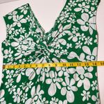 London Times Y2K Babydoll Knot Front Midi Dress Green White Floral Size 10 Spring Office Work Photo 7