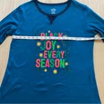 Wondershop Womens Sleep Shirt L Blue Christmas Black Joy Long Sleeve Cotton Tee Size L Photo 1
