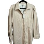 A New Day faux leather long sleeve shirt sz XXL creme button up NWT Photo 0