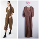 Urban Outfitters  Zimi Plunging Puff Sleeve Jumpsuit Photo 1