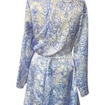 ASOS  DESIGN High neck twist front Blue &  White snake draped Dress Size 4 Photo 2