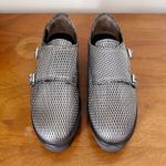 AGL • Netty Shoe platform loafer slip on chunky monk strap buckle metallic Silver Size 7 Photo 3
