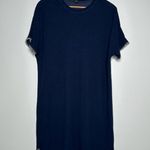 Monrow Revolve Navy Super Soft Blanket Stitch Casual Shirt Dress Size Small Blue Photo 0