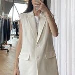 Endless Rose White Linen Blend Oversized Sleeveless Vest Blazer Size Extra Small Photo 8