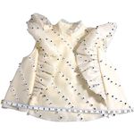 Ganni  NEW Rare Rosenfeld Floral Beaded Ruffle Sleeveless Crop Top Cream 34 Photo 13