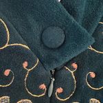 Vintage Vanity Fair House Coat Robe Green Velour Pockets Embroidered Medium Photo 6