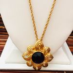 Kennth Jay Lane Gold Tone Chain with Brooch/Pin Pendant Purple Stone Photo 1