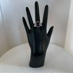 STERLING SILVER 925 AMETHYST AND CUBIC ZIRCONIA COCKTAIL RING (10) Purple Photo 2