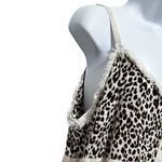 Umgee Womens‎ Babydoll Fringed Tank Top L Beige Leopard Print Y2K Coquette Boho Tan Size L Photo 6