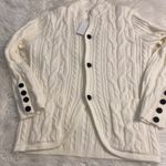 Women's White Cable Knit Cardigan size L length 29” bust 42” beautiful sweater Size L Photo 9