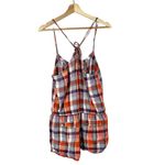 American Eagle  AEO Y2K Linen Orange & Purple Plaid Romper S Photo 1