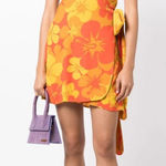 Faithfull the Brand Faithful‎ The Brand Dress Womens 8 Orange Odette Floral Print Mini Photo 0