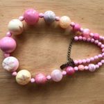 Pink Bauble Necklace Yellow Floral Designs Vintage Photo 0
