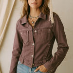 CAbi  Vintage Cropped Fitted Jean Jacket S Dusty Purple EUC Photo 0