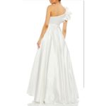 Mac Duggal White Satin One Shoulder Ruffle Gown Evening Dress Size 10 Photo 1