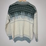 DALE OF NORWAY Fair Isle Wool Knit Clasp Ski Cardigan Sweater Cream Green US L Size L Photo 3
