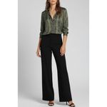 FAVORITE DAUGHTER The Take Me Seriously Long Sleeve Satin Top, Serpiente, Medium Black Photo 3