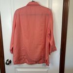 JM Collection 100% Linen Top Peachy Pink Button Up Shirt V Neck 3/4 Sleeve Summer Preppy Boho‌ Photo 7