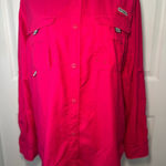 Columbia PFG Fishing Shirt Button Up Roll Tab Sleeve Hot Pink XL Photo 0