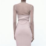 ZARA  COMBINATION TULLE bodycon DRESS GRAY MINK medium Photo 1