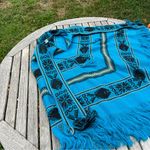 Native American Shaman Vibes Style Pachco Shawl Shrug Geometric Fish‎ One Size Blue Size undefined Photo 3