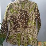 ⭐️⭐️⭐️⭐️3 for 12⭐️⭐️⭐️⭐️. Ladies Button Down Shirt crazy Print Green Photo 4