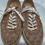 Michael Kors Tan Trim Monogram Lace Up Oxford Sneakers Women’s Size 7 Photo 0