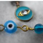 Source Unknown Trendy Blue Beaded Evil Eye Gold Tone Rhinestone Accent Bracelet & Necklace Photo 3