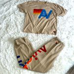Aviator Nation  Tee & Sweatpants Set - Sand Size L NIP & NWT PRICE IS Firm Photo 2