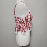American Eagle  Crimson Plaid Prettiest Lace Cropped Camisole Size Medium Photo 4
