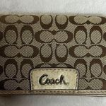 Coach Brown and Cream mini trifold Wallet Photo 0